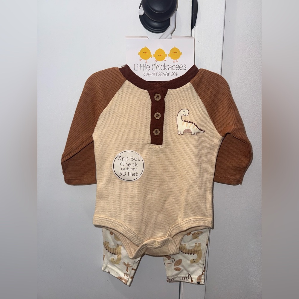 Little Chickadees Dinosaur Baby Outfit with Hat